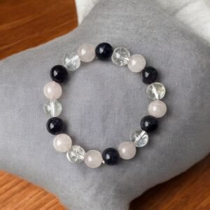 Bracelet Équilibre & Protection – Obsidienne Noire, Quartz Rose, Cristal de Roche