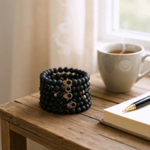 Bracelet Pierre de Lave et Main de Fatma – Protection et Ancrage