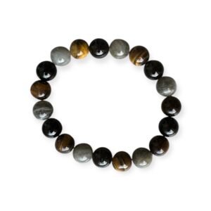 Bracelet Labradorite, Tourmaline & Œil de Tigre – Protection, Ancrage et Intuition