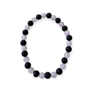 Bracelet Quartz Rose & Pierre de Lave – Apaisement, Force et Équilibre