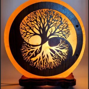 Lampe en Sel de l’Himalaya – Arbre de Vie & Yin Yang