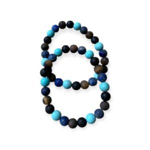 Bracelet Mix Équilibre – Force, Expression et Sérénité (Lave, Oeil de Tigre, Sodalite, Amazonite)